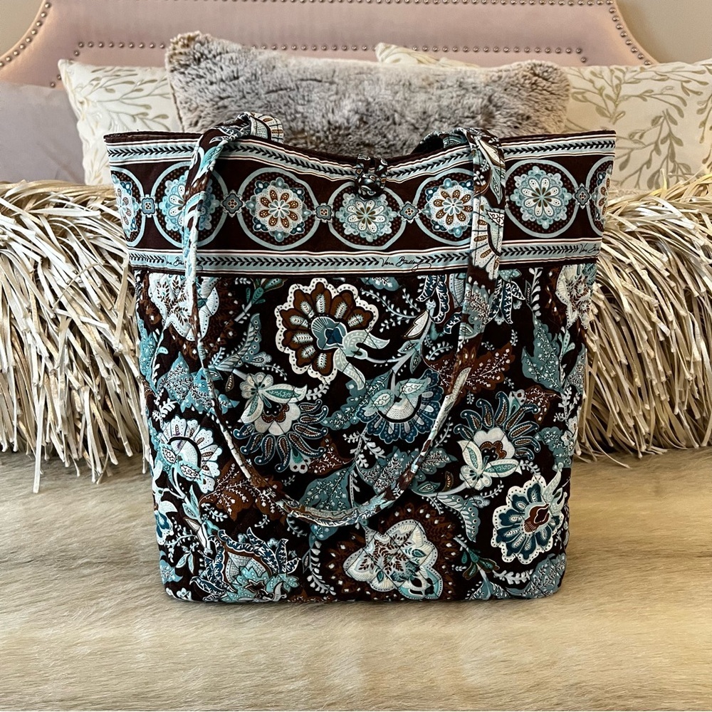 Vintage Vera Bradley Java Blue Medium Button Tote… - image 1